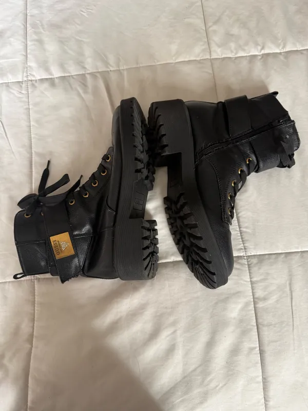 Guess Jeweled Logo Combat Boots Black - Image 4