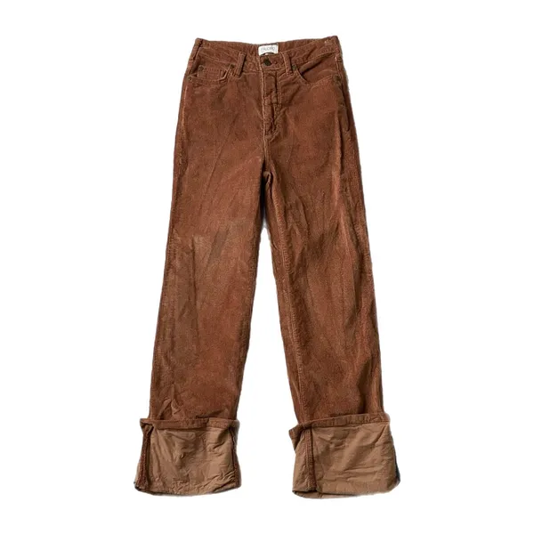 Anthropologie Pilcro Corduroy Pants Brown High Rise Straight Wide Leg Cuffed 25 - Image 2