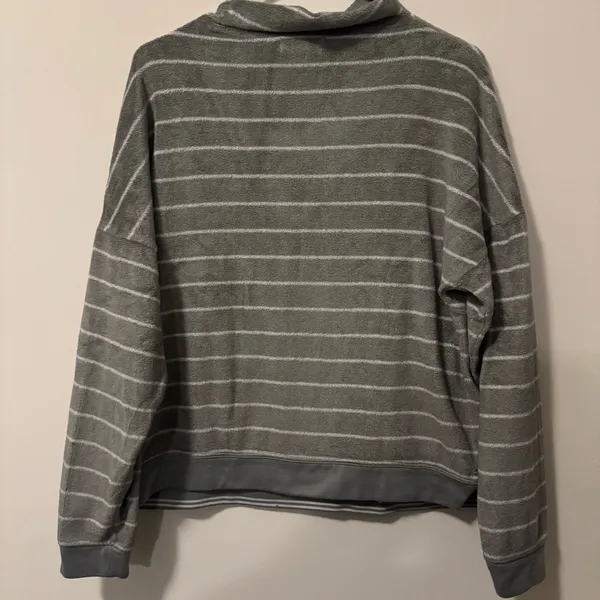 Toad&Co Gray Striped  pullover women’s large - Image 4