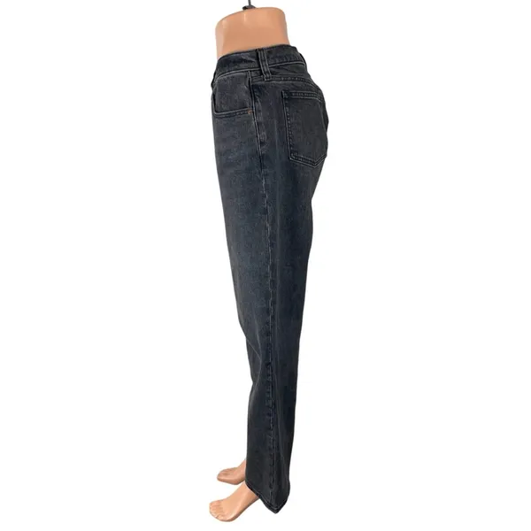 Abercrombie & Fitch The Straight Mid Rise Black Relaxed Denim Jeans Size 28 - Image 3