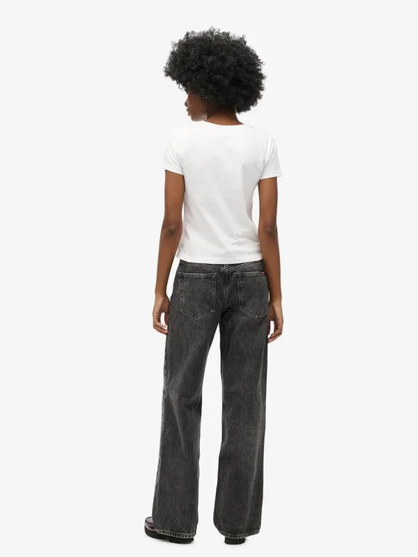 Superdry Mid Rise Wide Leg Jeans Black Wash 28/30 New - Image 2