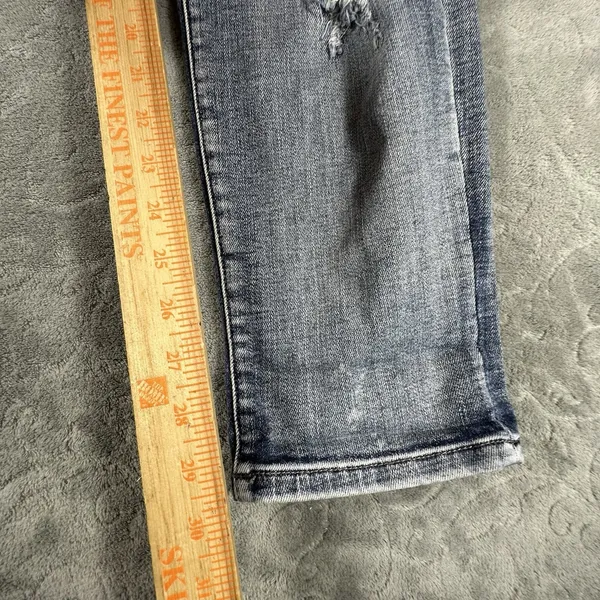 Judy Blue Jeans Womens 11/30 Blue Boyfriend Fit Destroyed Bleach Splatter Denim - Image 10