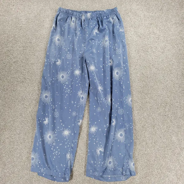 BP Celestial Pajamas Set Womens XS Blue White Sun Stars Moon Pants Button Top - Image 7