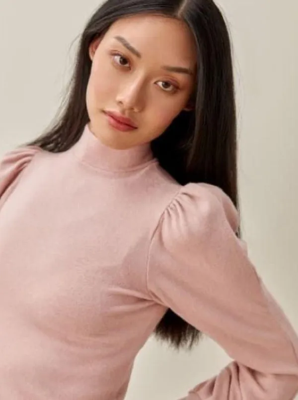 REFORMATION Cydney Mock Neck Top In Light Pink - Image 4