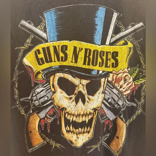 BRAVADO Guns and Roses Skeleton and Bullets Skull Graphic‎ Band Tee Black Medium - Image 3