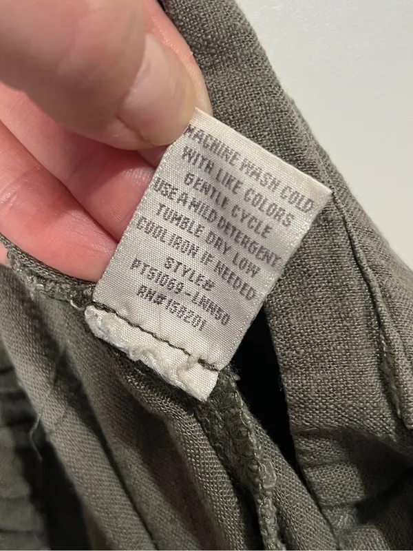 Vintage Petites Linen Blend Cargo Pants Green Size Petite Large - Image 6