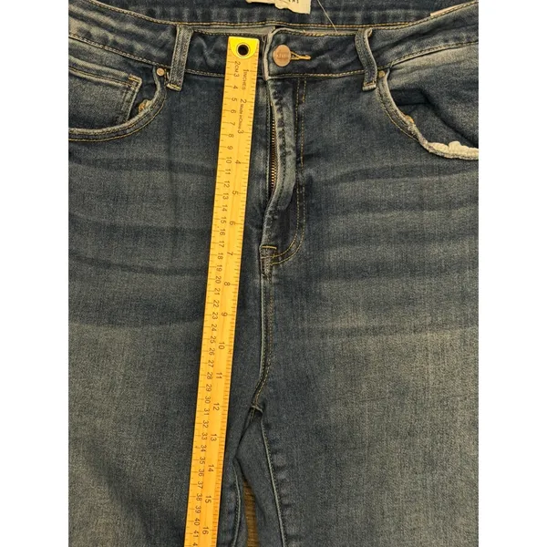 Risen Los Angeles‎ Size 2XL Distressed Flare Jeans Medium Wash Raw Hem High Rise - Image 6