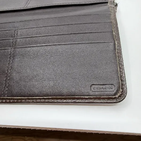 Coach Signature C Slim Brown Coated Canvas Leather Wallet - Image 5