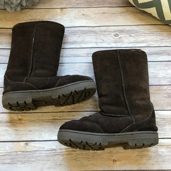 Bearpaw Brown Tall Shearling Boots‎ Brown US 6 EU 37 Suede Wool Womens - Image 4
