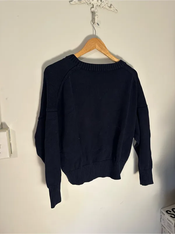 Quince 100% Organic Cotton Boyfriend Crew Sweater navy small - Image 6
