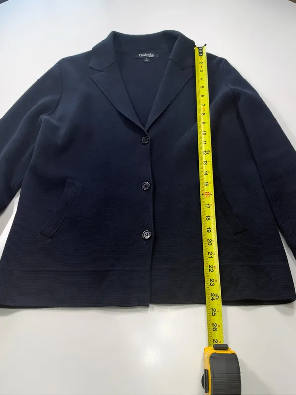 Chadwicks 100% Cotton Navy Blazer-Style Knit Cardigan - Image 3