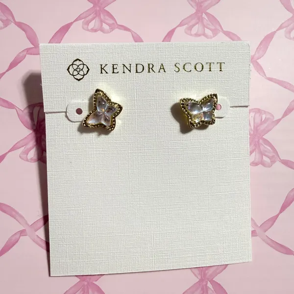 Kendra Scott Lillia Butterfly Gold Stud and Necklace Earrings In Dichroic Glass - Image 3