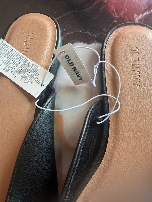 Old Navy Women’s Black Ballet Mule Flats Square Toe Bow Size 9 New With Tags - Image 3