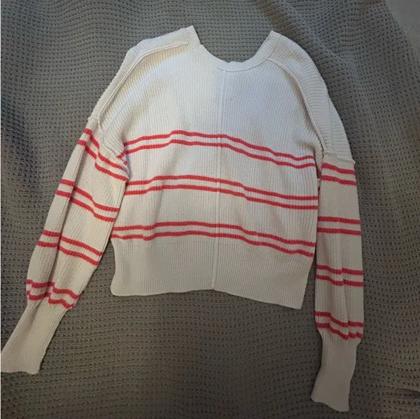 Aerie pink striped white sweater - Image 2