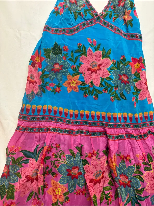 Farm Rio size small new Vibrant Floral Halter Midi Dress Anthropologie slip - Image 6