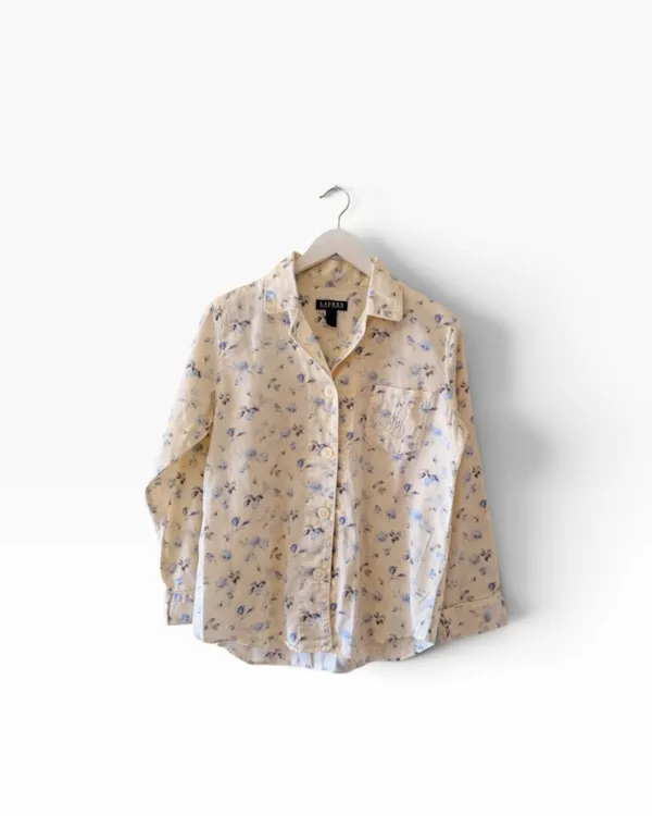 Lauren Ralph Lauren Floral Blue Yellow Embroidered logo pajama Set Sz M - Image 2