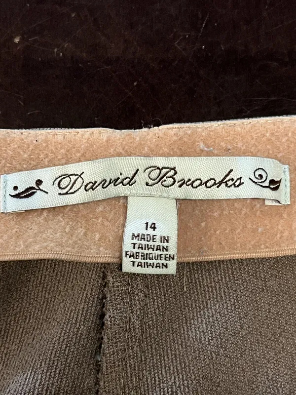 Vintage David Brooks Pants Womens 14 Green Velour Straight Leg Stretch Pull On - Image 7