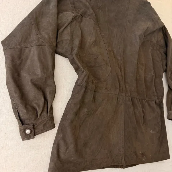 Patricks Cotacachi‎ Ecuador Brown Leather Hooded Field Jacket Paisley Lined - Image 12