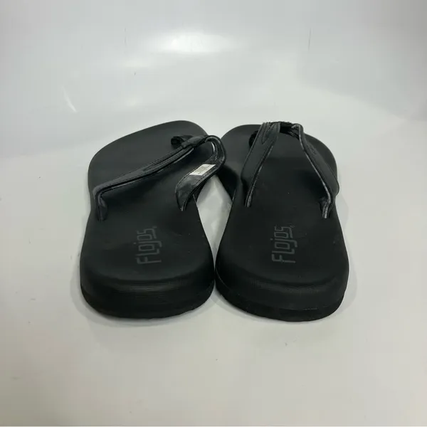 Flojos flip flop‎ sandals thongs black faux leather womens size 10 casual summer - Image 4