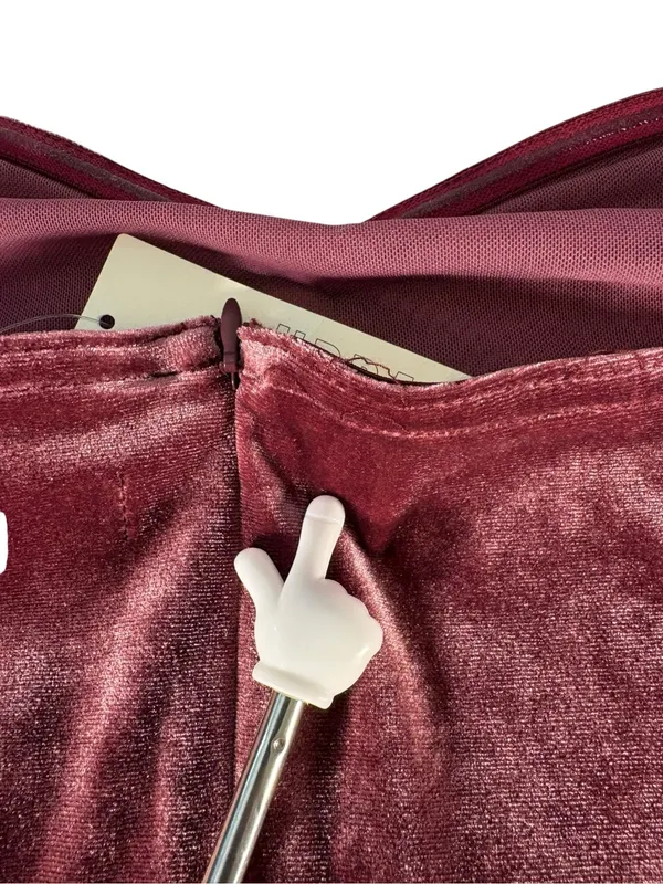 Light Before Dark Velvet Mini Dress L Strapless Sweetheart Y2K Burgundy NWT - Image 12