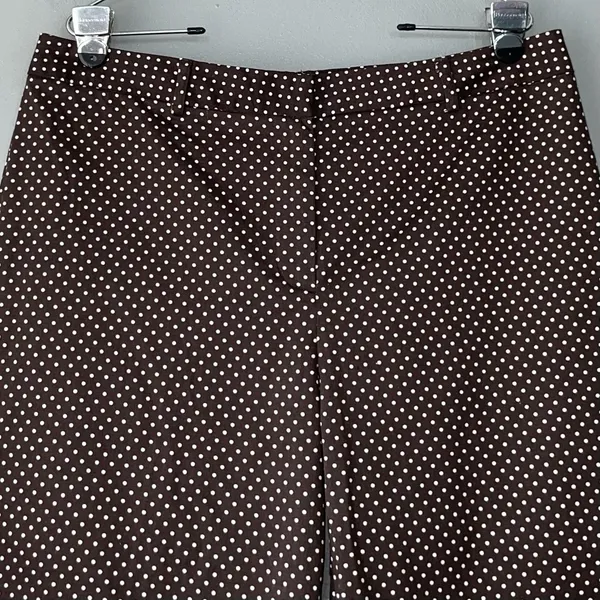 DFA New York Size 14 Dark Brown Polka Dot High Waisted Bermuda Shorts Preppy - Image 2