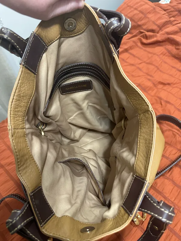 Vintage Isabella Fiore Slouchy Hobo Crossbody Bag Camel Brown Leather - Image 5