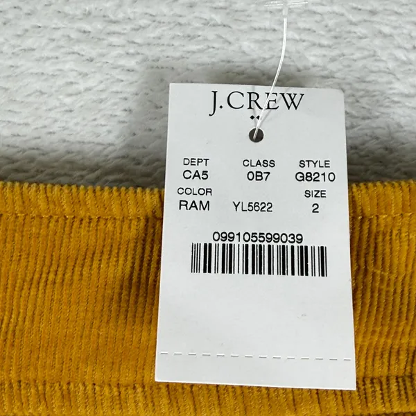 J.Crew Womens Corduroy Mini‎ Skirt Mustard Yellow A-Line G8210 Size 2 NEW - Image 5