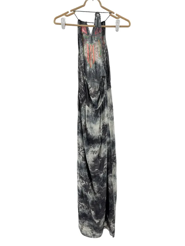 Flying Tomato halter open back Maxi Dress Gray Tie-Dye neon embroidered M summer - Image 2