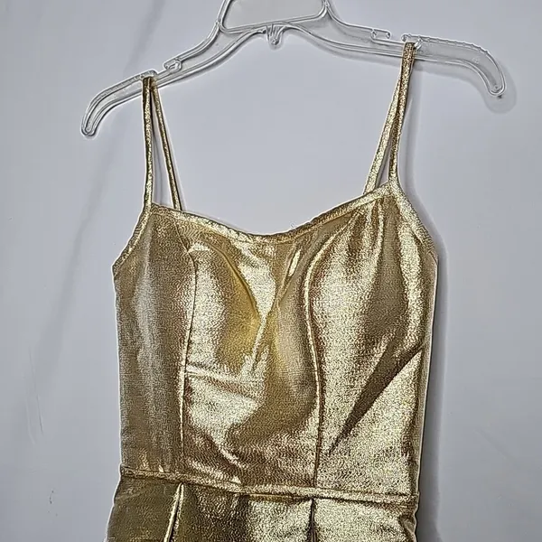 NWOT Morilee by Madeline Gardner gold corset lace up back pleated dress sz 00 - Image 3