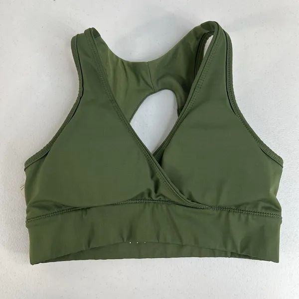 Titan Small Sports‎ Bra Medium Support Open Back Removable Padding Green Stretch - Image 6