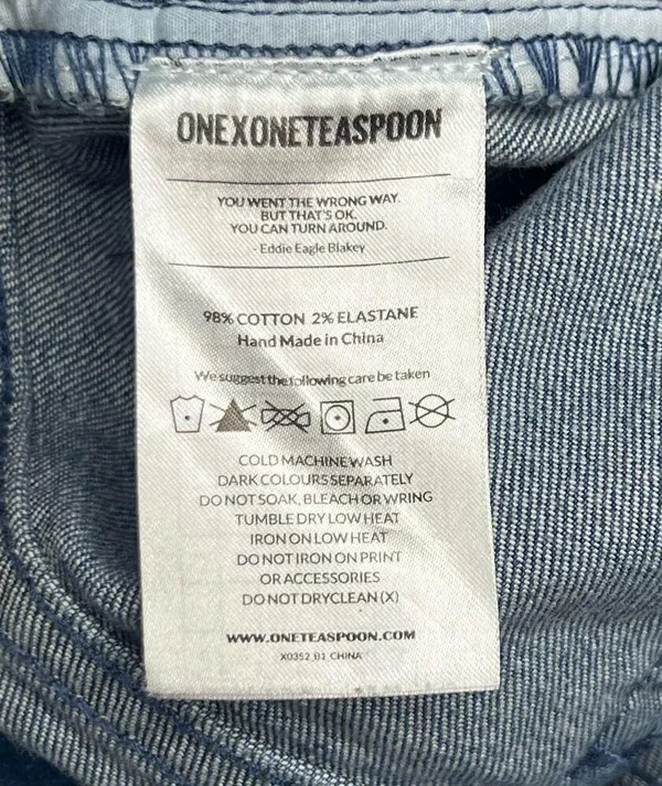 NWOT One X One Teaspoon Blue Harlets Cuffed High Rise Denim Jean Shorts 24 - Image 4