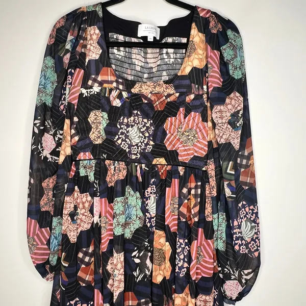 La Ligne Patchwork Quilt Maxi Dress Size XS Blue - Image 3