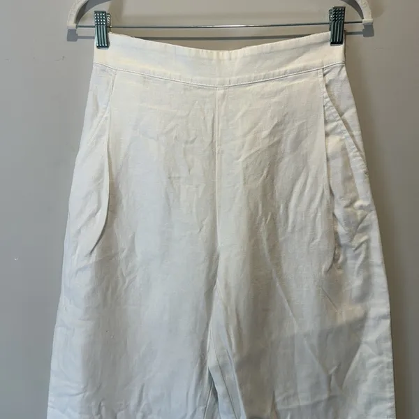 NWT Madewell Pull-On Straight Crop Pants NR174 White Linen Cotton‎ Blend Size 2 - Image 5