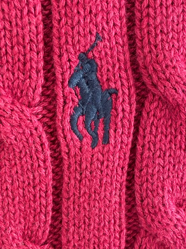 Ralph Lauren Women's Pinkish Red Crewneck Cable Knit Sweater Size S - Image 4