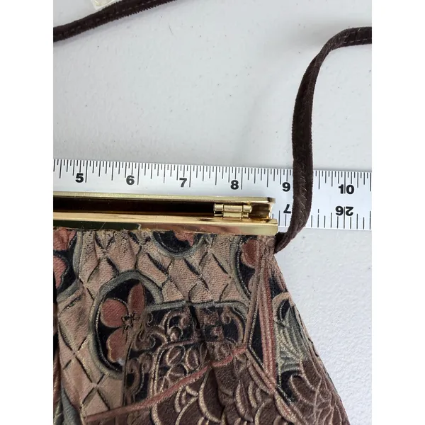 Vintage 80s Tapestry Patchwork Floral‎ Crossbody Bag Gold Frame Clasp Boho - Image 9