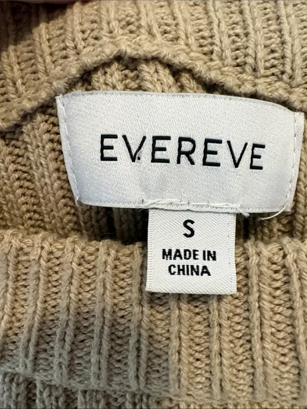 Evereve Oat Tan & Neon Yellow Emma Crew Ribbed Striped Sweater small - Image 2