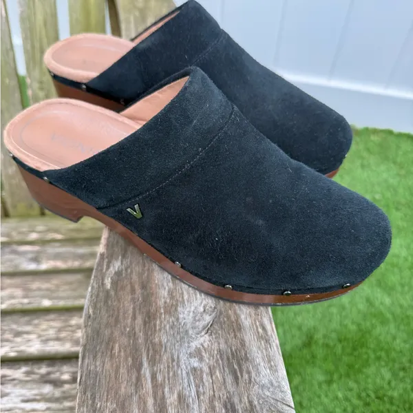 Vionic Kacie Suede Black‎ Leather Clogs Mules Size 9 T - Image 2