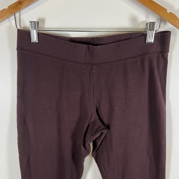 Aerie Womens Burgundy Lace Trim‎ Ankle Leggings Dark Plum Size Large Stretchy - Image 2