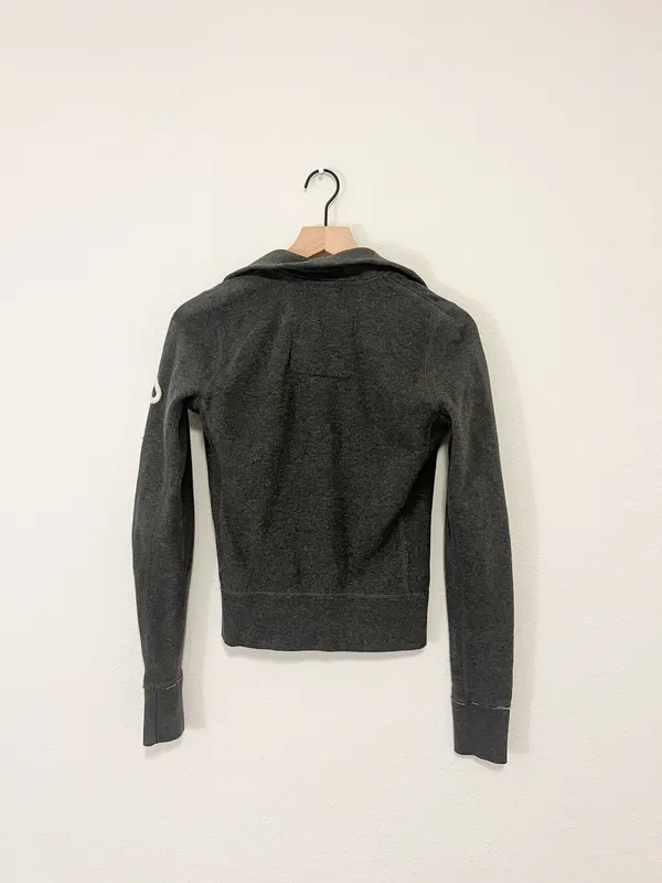 Hollister Grey Zip Up Hoodie Small California Logo Y2K Preppy - Image 4