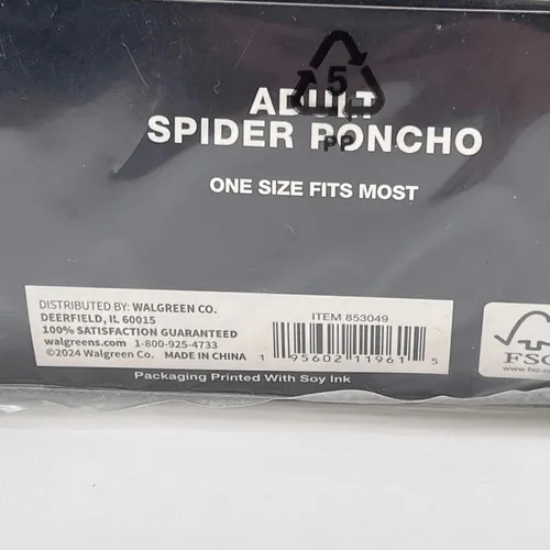 Halloween Spider‎ Poncho Adult OS Black Silver Glitter Web Goth Costume NWT - Image 3