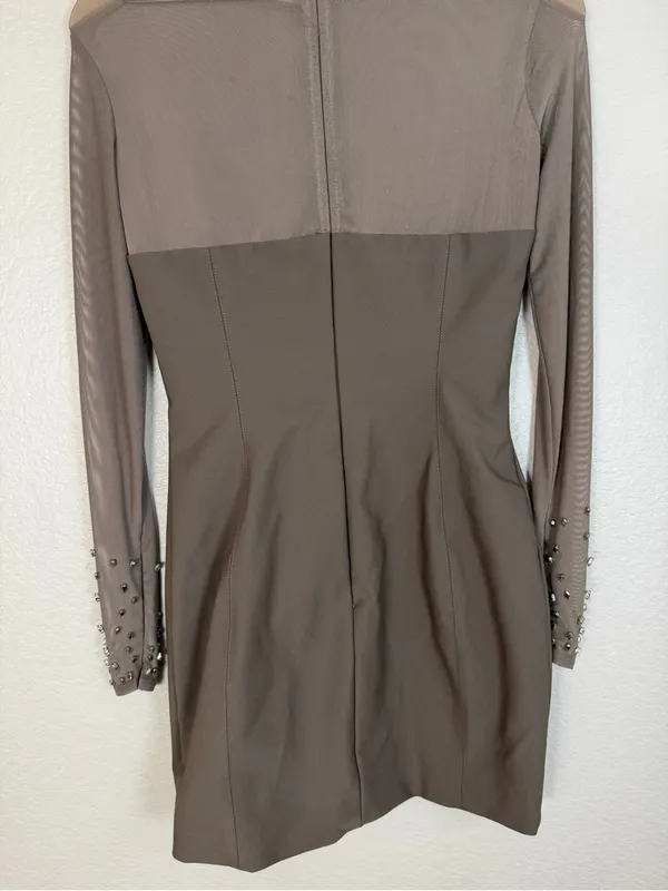 House Of CB Matrush Taupe Crystal Embellished Mini Dress size Small $299 - Image 12