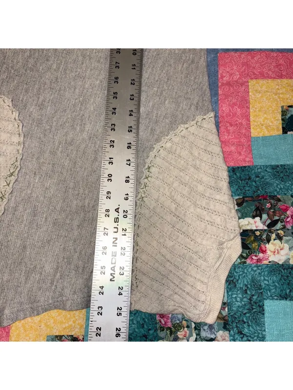 Anthropologie Saturday Sunday Woman’s M Mixed Knit Pullover Sweater Gray/Cream - Image 8