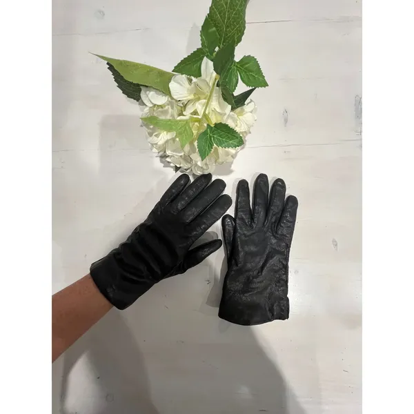 Womens‎ Leather Gloves Acrylic Lined Winter Driving Black - Image 3
