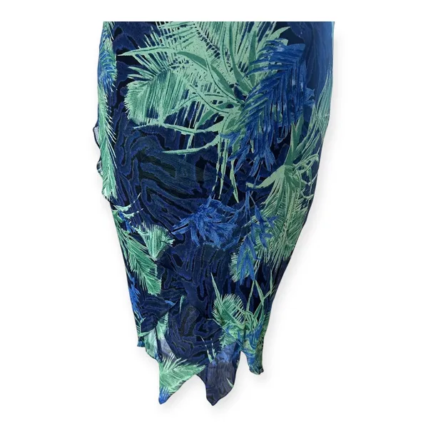 Vintage 90s Y2K Eva Blue Beaded Tropical Print Slip Dress S Fairycore Coquette - Image 9