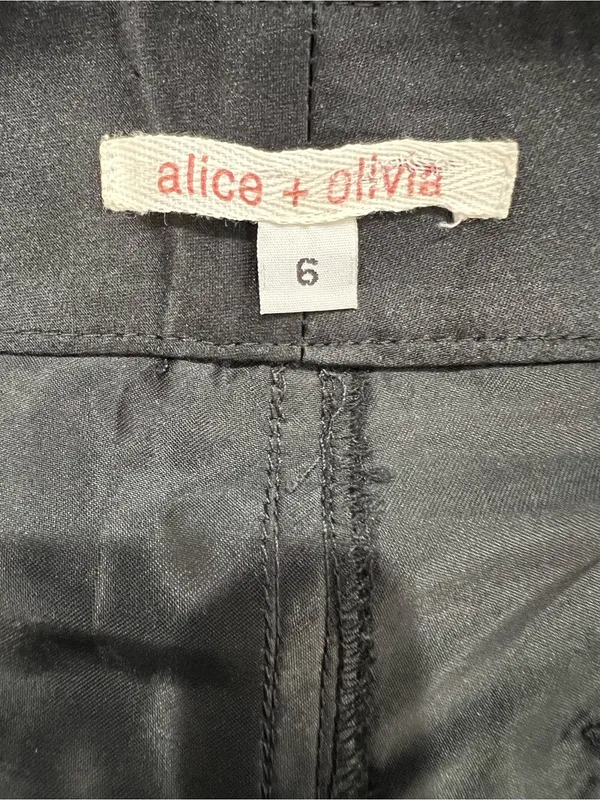 Alice + Olivia Black Satin Low Rise Bootcut Flare Pants Y2K Size 6 - Image 4
