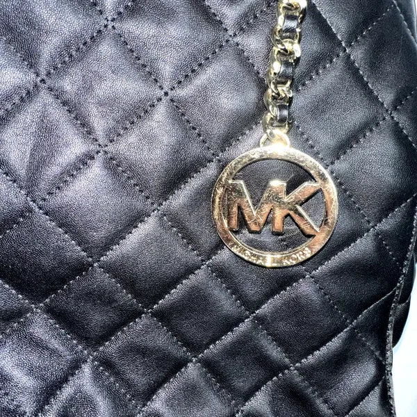 Michael Kors Satchel Susannah Leather Quilted Double Handle Large Black - Image 2