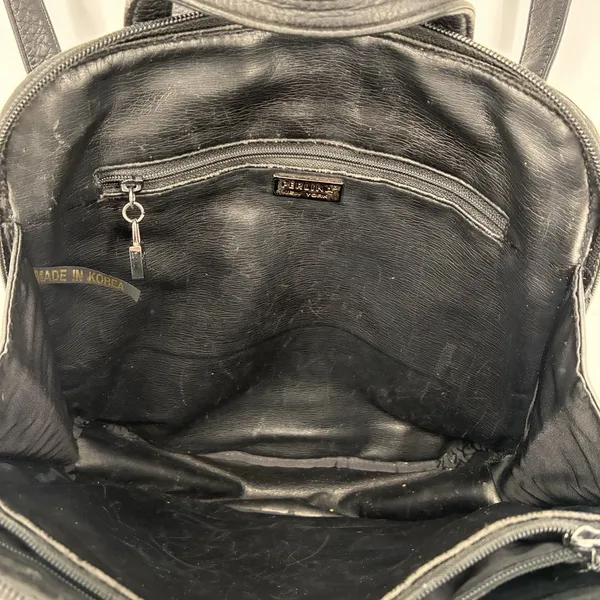 Perlina Black Leather Backpack Purse Women's Shoulder Bag Genuine Leather - Image 3