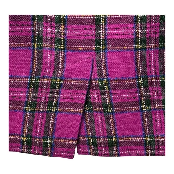 Norton‎ McNaughton Plaid Pencil Skirt Womens 12 Magenta Pink Wool Blend Vintage - Image 4
