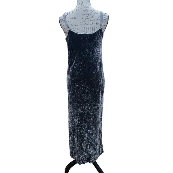 Bella Dahl Women's Gray Crushed Velvet Maxi Dress Cowl Neck Side Slits Small‎ - Image 2