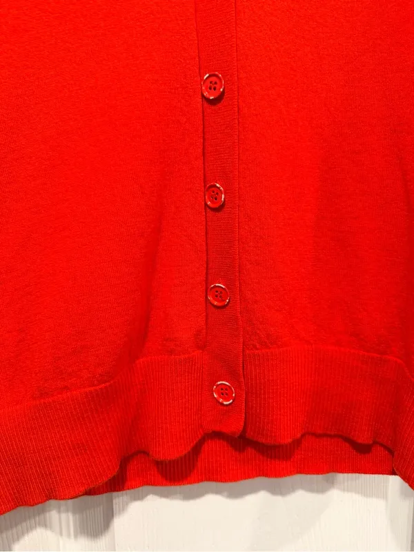 J.Crew Size M 100% Merino Wool Cardigan Sweater Red Orange Button Front - Image 4